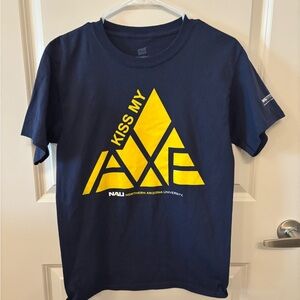 NAU Northern Arizona University "Kiss my Axe" blue college t shirt size S